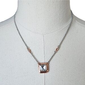 NWOT Lia Sophia rose gold and silver cut crystal necklace